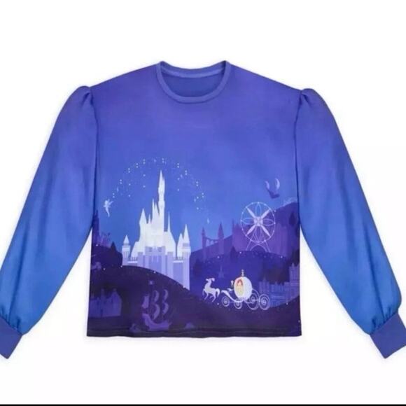 Disney Her Universe Sweatshirt Blue Purple Cinderella Castle sweater  NWT - Picture 2 of 3